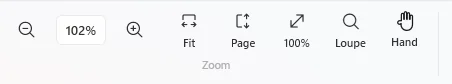 ปุ่ม Hand ในกลุ่ม Zoom ของแท็บ Home